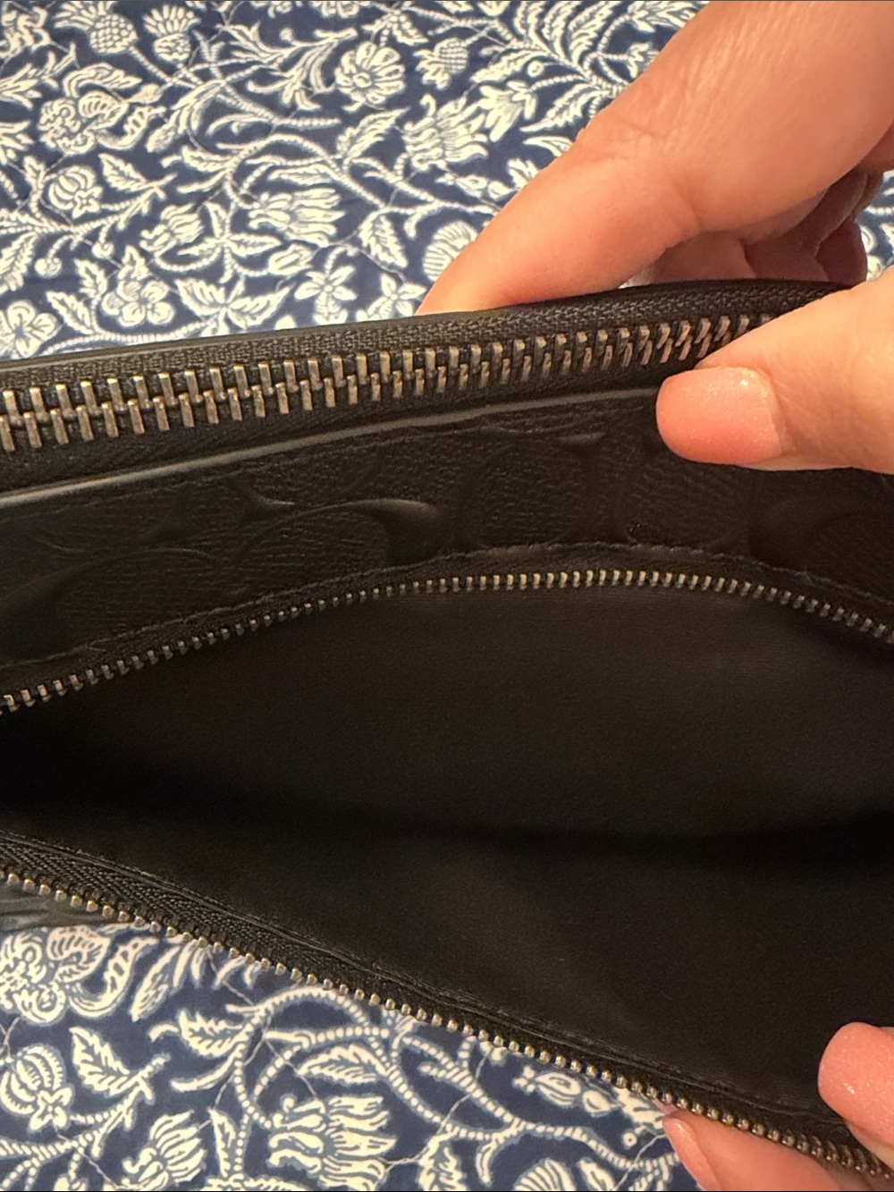 Coach Black Embossed Signature Leather Wristlet Clutch - Picture 5 of 6